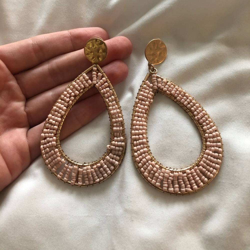 Light pink tear drop statement earrings
